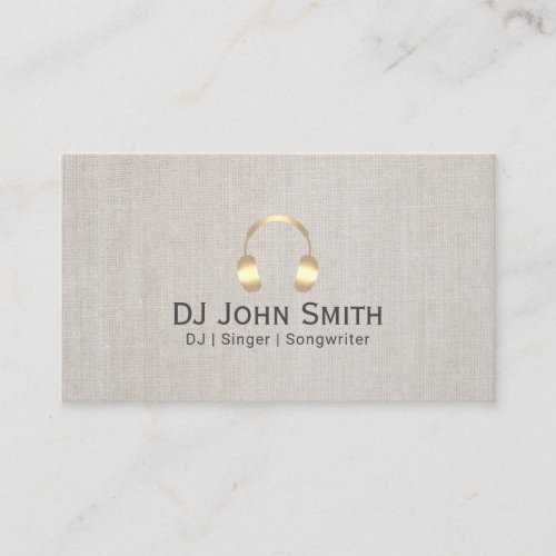 DJ Headphones Dee Jay Elegant Linen Business Card