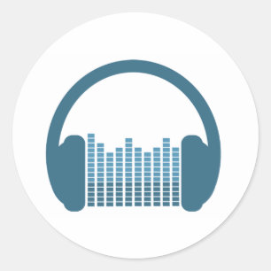 DJ Headphones, DJ Logo Classic Round Sticker