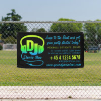 DJ headphones green blue on black promotional