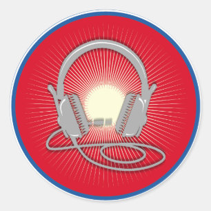DJ Headphones Icon Classic Round Sticker
