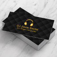 DJ Headphones icon Luxury Black & Gold Business Card