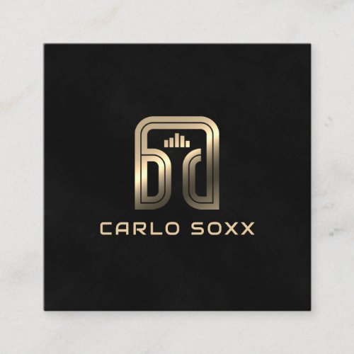 DJ headphones initials logo  Square Business Card