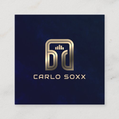 DJ headphones initials logo  Square Business Card
