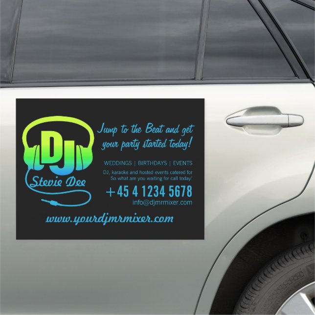DJ headphones logo promotional advert Car Magnet (In Situ)