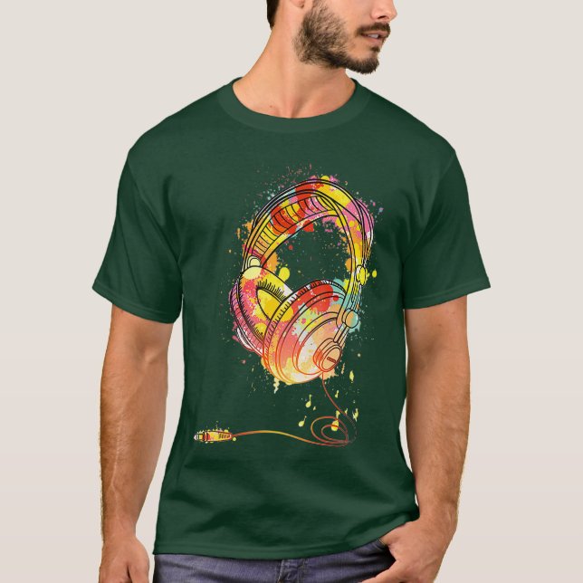 DJ Headphones Music Sound T-Shirt (Front)