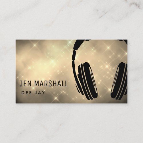 DJ headphones on faux glitter Business Card