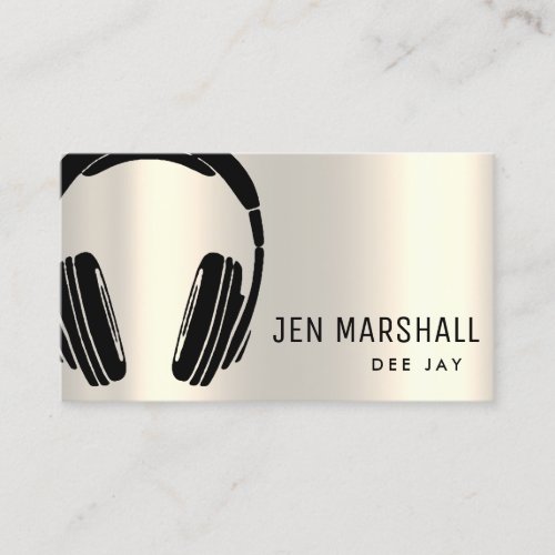 DJ headphones on faux metallic effect Business Card