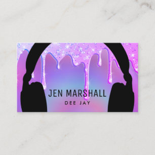 DJ headphones on glitter drips Business Card