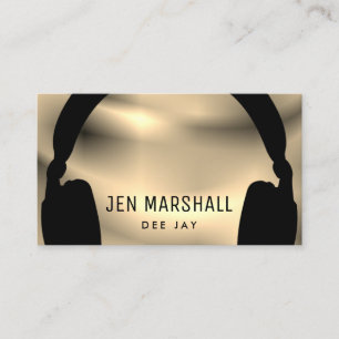 DJ headphones on gold effect Business Card