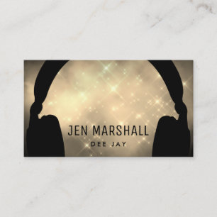 DJ headphones on golden cloud Business Card