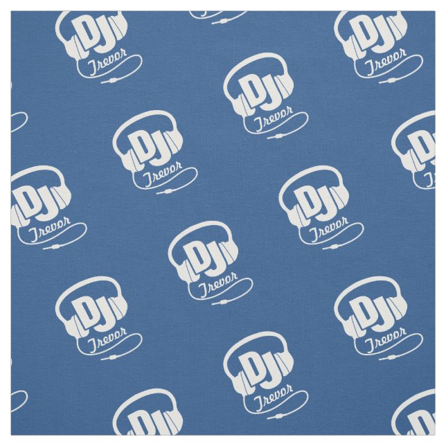 DJ headphones personalized name blue fabric (Swatch)