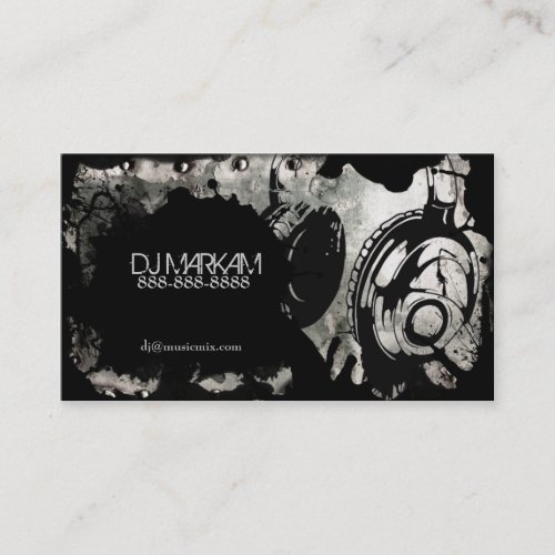 DJ Headphones  Splatter on Metal Business Cards