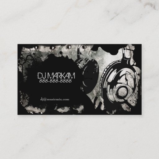 Customizable DJ Headphones &amp; Splatter on Metal Business Cards