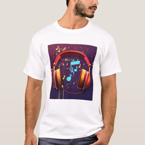 DJ headset designed for rev party music T_Shirt