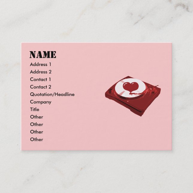 DJ Heart Turntable Business Cards (Front)