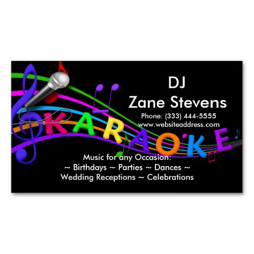 DJ Karaoke Business Card Magnet