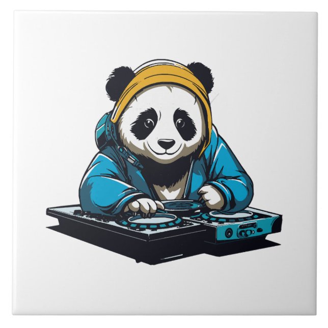 DJ Kawaii Panda Ceramic Tile (Front)