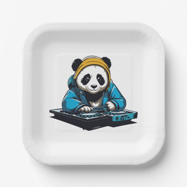DJ Kawaii Panda Paper Plates (Front)