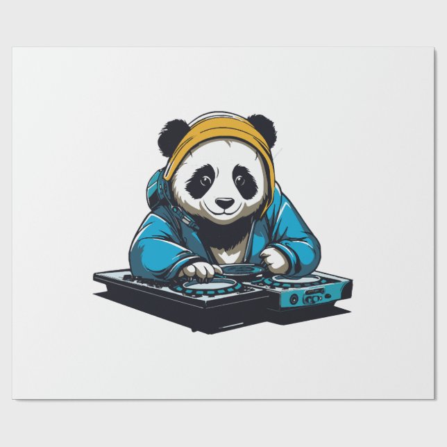 DJ Kawaii Panda Wrapping Paper (Flat)