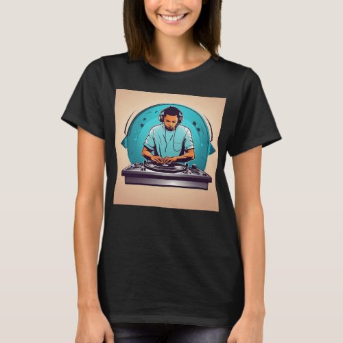 DJ Logo Spin Style Womens T_Shirts