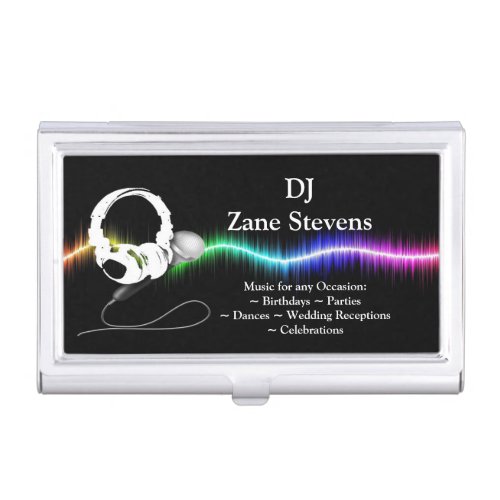 DJ Microphone Headphones Business Card Holder