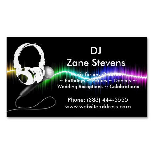DJ Microphone Headphones Business Card Magnet