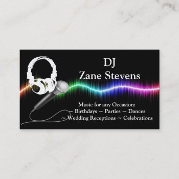 Dj Microphone Headphones Business Card Template by BusinessDesignsShop at Zazzle