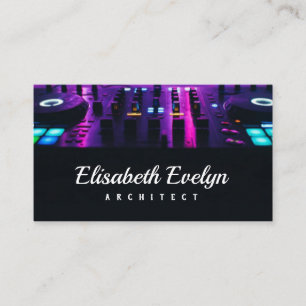 Dj mixer on the table the night club business card