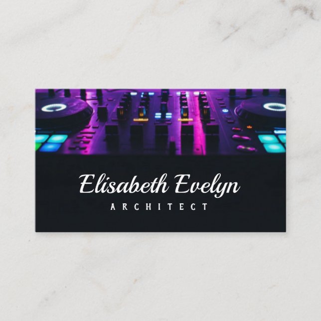 Dj mixer on the table the night club business card (Front)