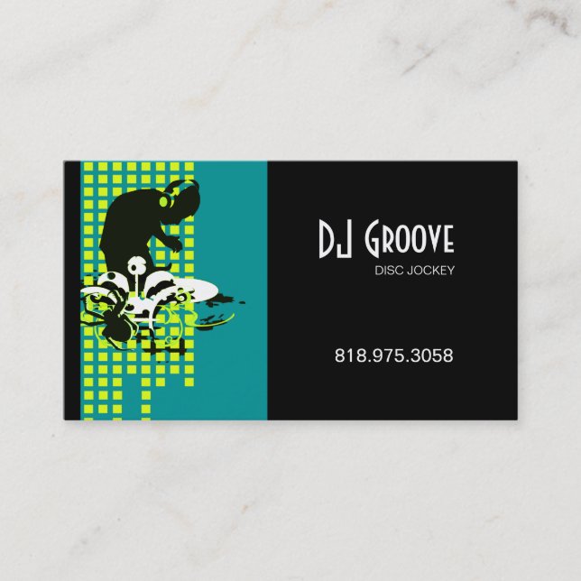 DJ Mixmaster Disc Jockey - Music Business Card (Front)
