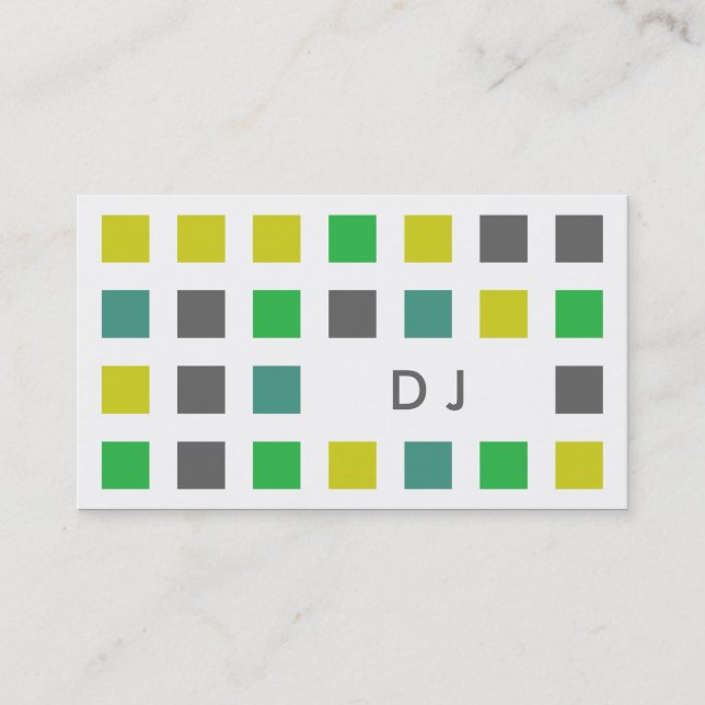 DJ (mod squares) Business Card (Front)