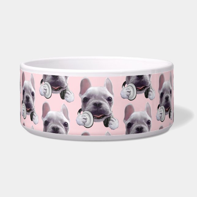 DJ Mode On: Cool French Bulldog with Headphones Bowl (Front)