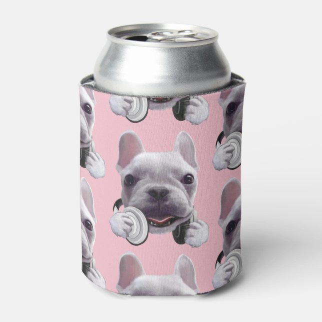 DJ Mode On: Cool French Bulldog with Headphones Can Cooler (Can Front)