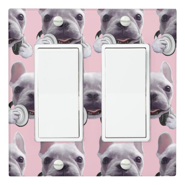 DJ Mode On: Cool French Bulldog with Headphones Light Switch Cover (In Situ)