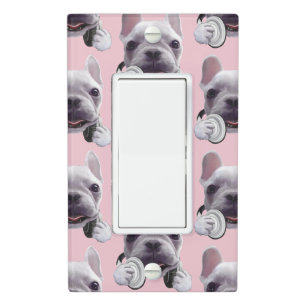 DJ Mode On: Cool French Bulldog with Headphones Light Switch Cover