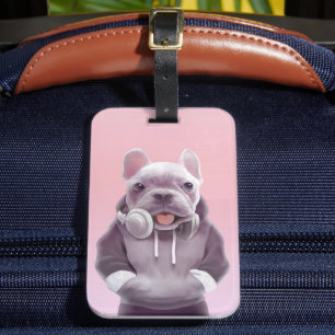 DJ Mode On: Cool French Bulldog with Headphones Luggage Tag
