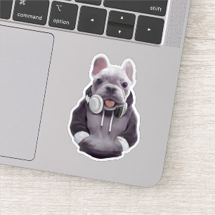 DJ Mode On: Cool French Bulldog with Headphones Sticker