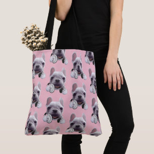 DJ Mode On: Cool French Bulldog with Headphones Tote Bag