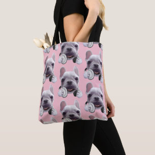 DJ Mode On: Cool French Bulldog with Headphones Tote Bag