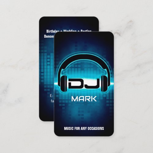 DJ Modern Blue Business Card with QR code
