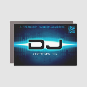 DJ Modern Blue Car Magnet with QR code