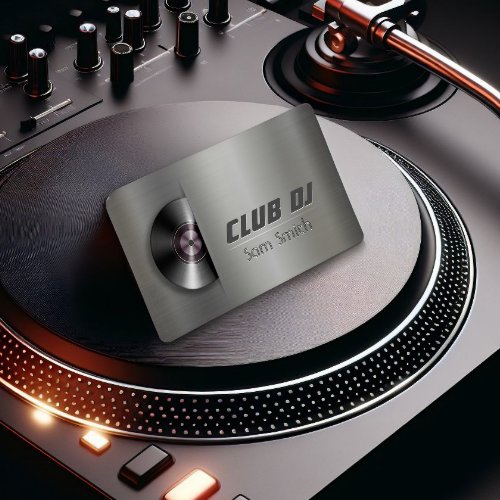 DJ Modern Metalic Stylish Vinyl Recoder Mixer Business Card