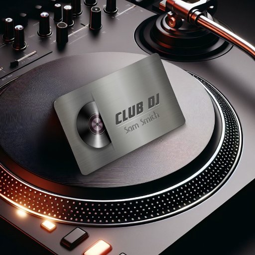 Customizable DJ Modern Metalic Stylish Vinyl Recoder Mixer Business Card