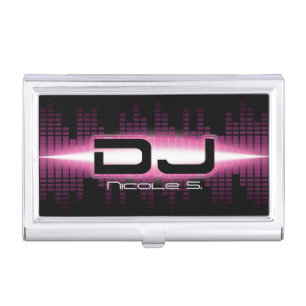 DJ Modern Pink Business Card Holder/ Case