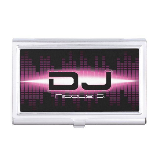 DJ Modern Pink Business Card Holder/ Case (Front)