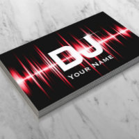 DJ Modern Red Beats Professional Deejay Music Business Card