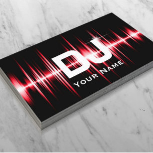 DJ Modern Red Beats Professional Deejay Music Business Card