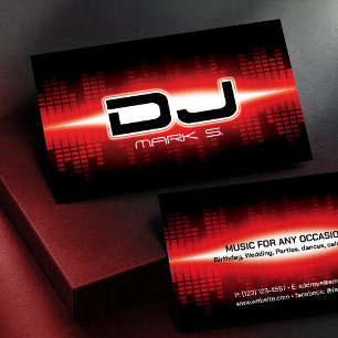 DJ Modern Red Business Card