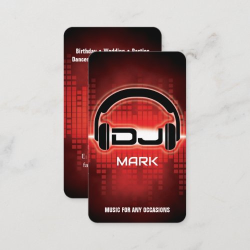 DJ Modern RED Business Card with QR code