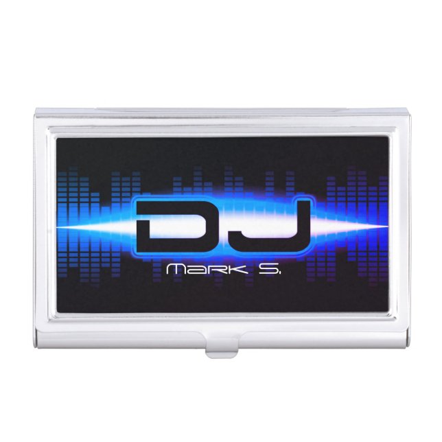 DJ Modern Royal Blue Business Card Holder/Case Case (Front)